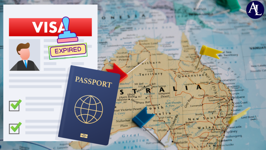 image of australian map and visa expired stamp